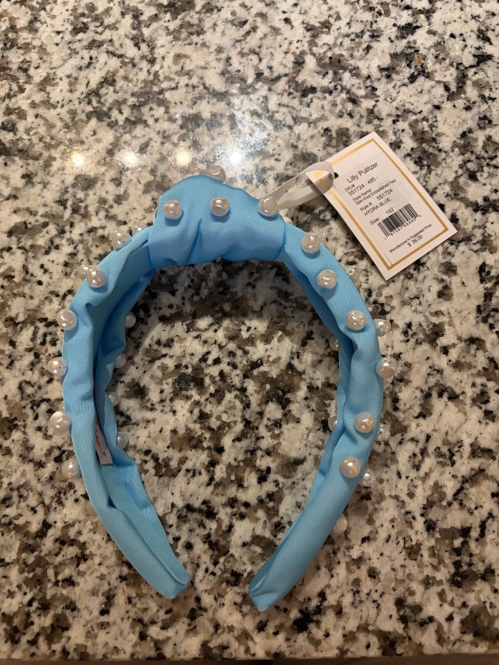Blue Pearl-Embellished Headband